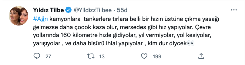 yildiz tilbe den agri da meydana gelen 7 vatandasin olumune neden olan otobus kazasi ile ilgili dikkat ceken yorumlar